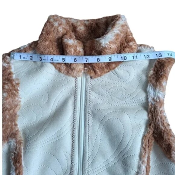 Ariat Reversible Cream & Tan Vest Sleeveless Faux Fur Vest M - Picture 7 of 9